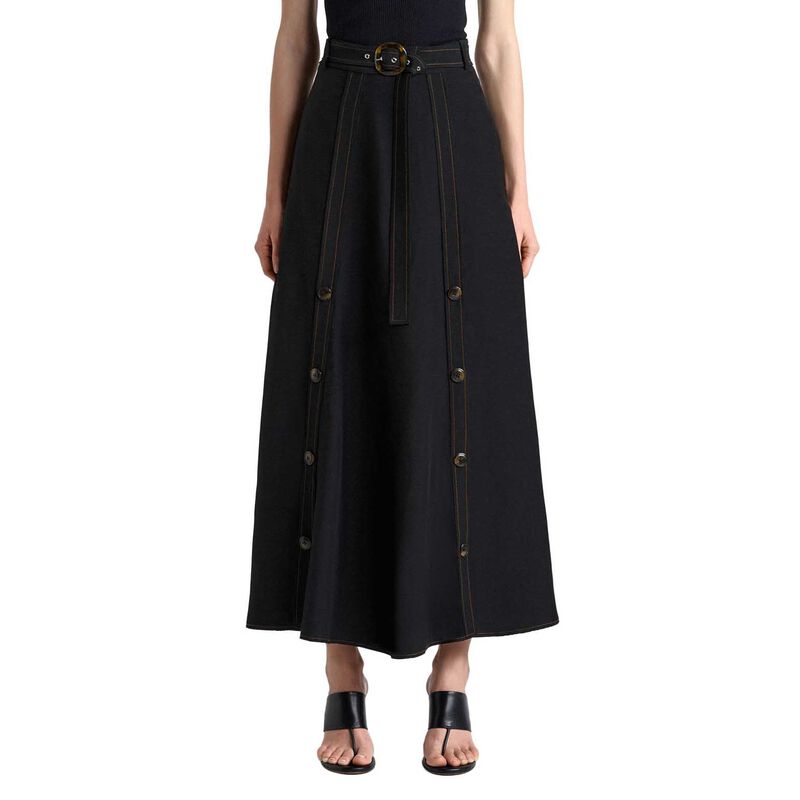 Cue Viscose Blend Topstitched Midi Skirt image number 0